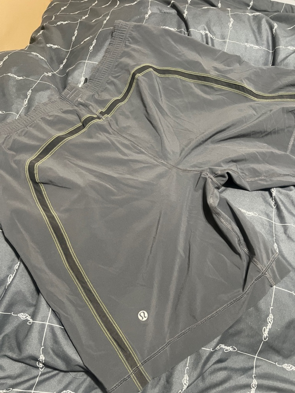 lululemon athletica Black Men’s Athletic Shorts with Yellow Contrast Stitching